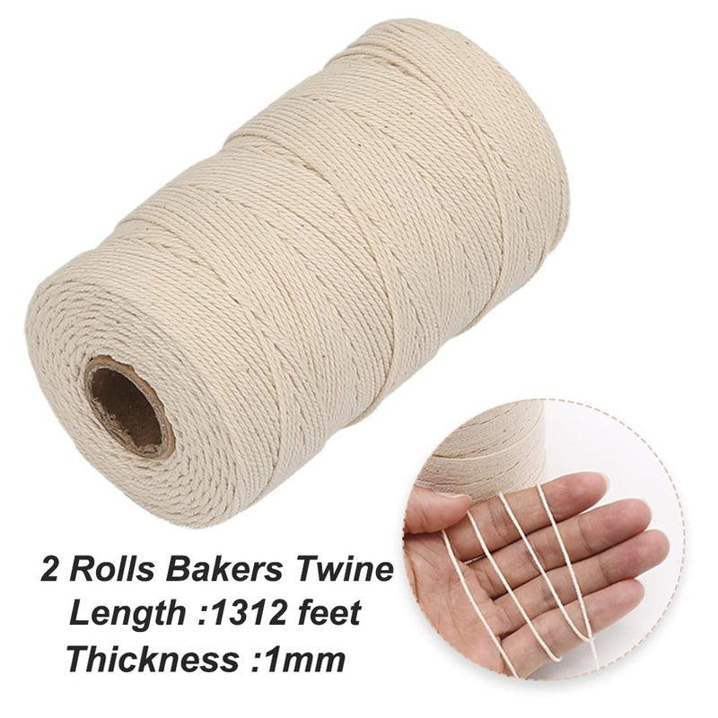 Vivifying Butchers Twine, 2pcs x 656 Feet Food Safe Cotton Bakers Twine String for Tying Meat, Making Sausage, Trussing Turkey, Roasting, Cooking and Packing(Beige) - Image 2